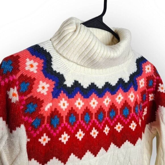 LOFT Fair Isle Turtleneck Sweater size Small - Picture 4 of 9